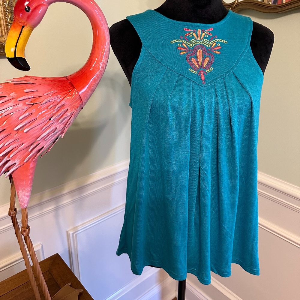 Greige Sleeveless Embroidered Top Size S/P